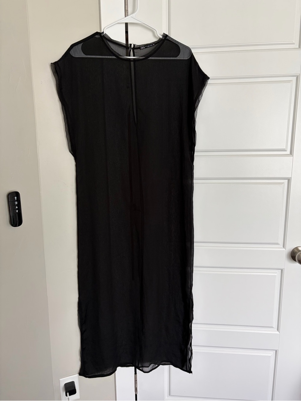 Zara Sheer Black Maxi Dress with Cap Sleeves